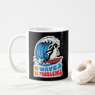 波のない人生なんてつまらない 面白いペンギンのサーフィン コーヒーマグカップ