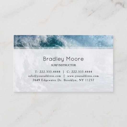 波のインストラクターのコーチのトレーナーの青い波のスポーツ 名刺 (裏面)