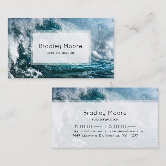 波のインストラクターのコーチのトレーナーの青い波のスポーツ 名刺 (正面/裏面)