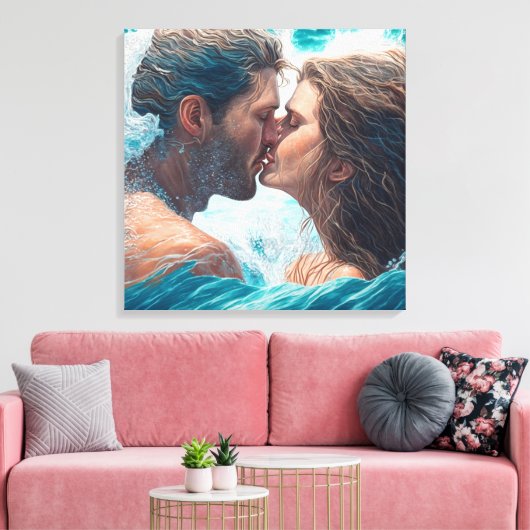 波のキス キャンバスプリント (インサイチュ (リビング))