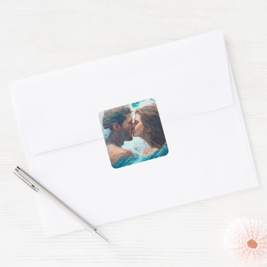 波のキス スクエアシール (封筒)