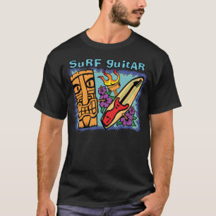 波のギター: Tiki w/Torchおよびハイビスカス Tシャツ