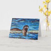 波のグリーティング絵画・カードに入る カード (黄色い花)