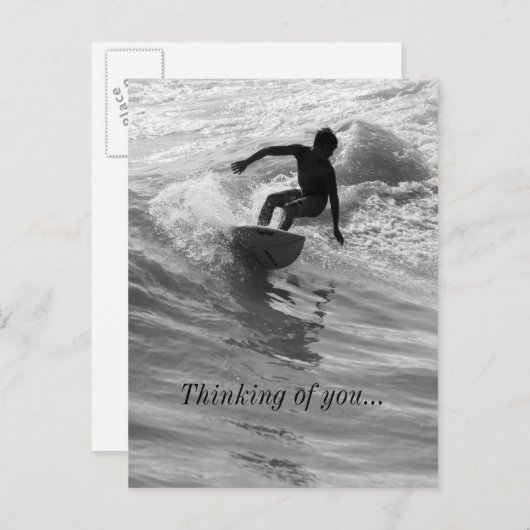 波のグレースケール考えるのはがきに乗る ポストカード (正面/裏面)