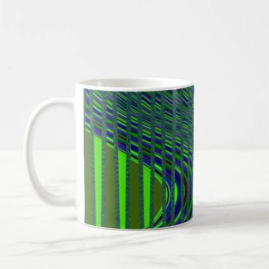 波のコーヒストライプーマグカップ、青 – 緑 コーヒーマグカップ (左)