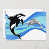 波のシャチそしてイルカ 招待状 (正面/裏面)