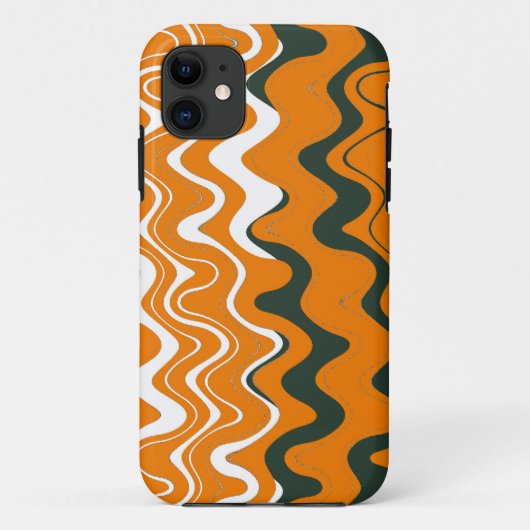 波のストライプパターン(オレンジ、白、グレー) Case-Mate iPhoneケース (裏面)