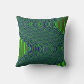 波のストライプ装飾用クッション、青 – 緑 クッション (裏面)