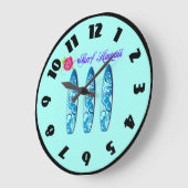 波のハワイのサーフボード ラージ壁時計 (傾斜)