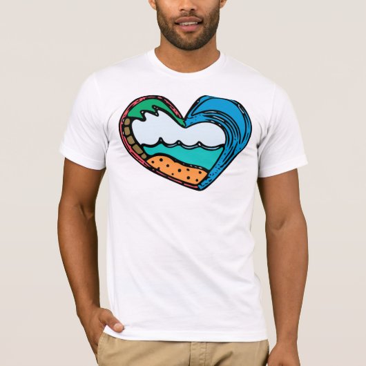 波のハート Tシャツ (正面)