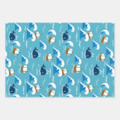 波のパターンで移動 ラッピングペーパーシート (正面2)