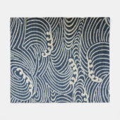 波のパターン、日本のデザイン フリースブランケット (正面(横))