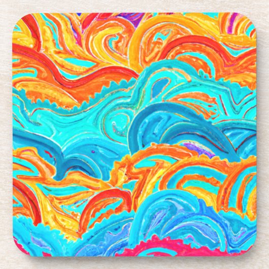波のパター絵画ンの。買今 コースター (正面)