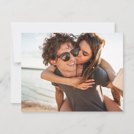 波のビーチ結婚式写真の保存日付 案内状 (裏面)