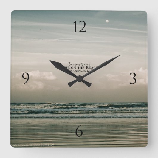 波のブレイキング時海ビーチサンライズクロック スクエア壁時計 (正面)
