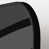 波のミニマルストライプと名前の濃淡の黒とグレー ピックルボールラケット (左詳細)