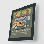 波のライダーのハンチングトンビーチポスター スクエア壁時計 (傾斜)