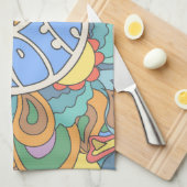 波のライダーパターン キッチンタオル (四つ折り)