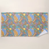 波のライダーパターン ビーチタオル (正面)