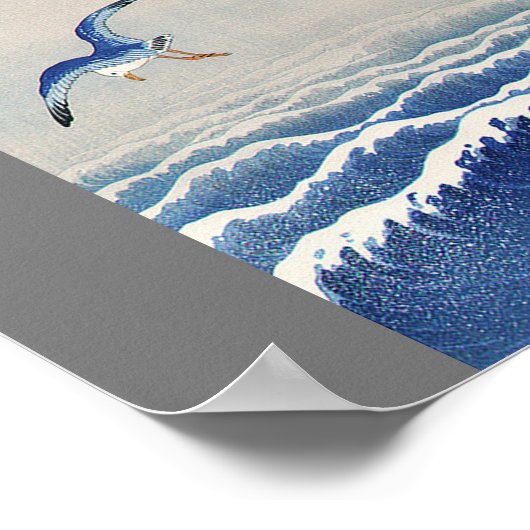 波の上でカモメをする渡辺聖亭 ポスター (角)