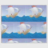 波の上に帆船ラッピング紙 ラッピングペーパー (フラット)