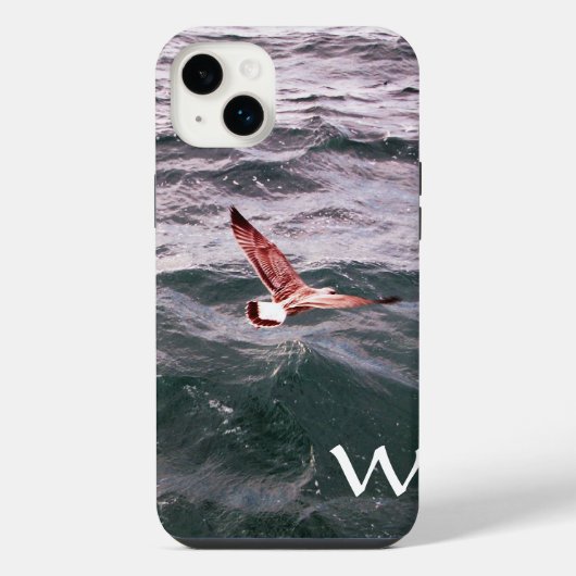 波の上のカモメのモノグラム iPhoneケース (裏面)
