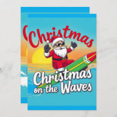 波の上のクリスマス サンタデザイン 招待状 (正面/裏面)