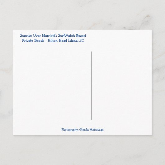 波の上の日の出!ヒルトンヘッドアイランドSC ポストカード (裏面)