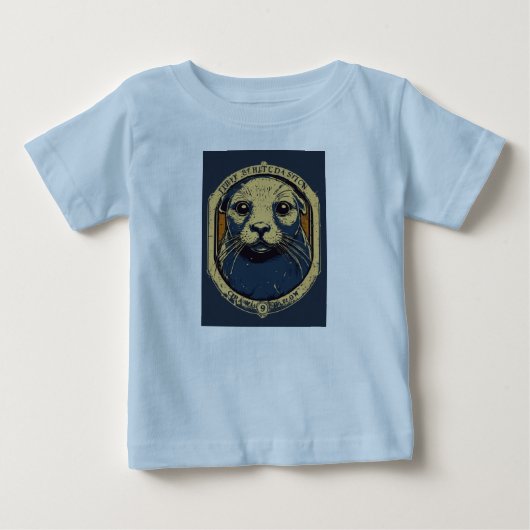 波の上の遊ぶアザラシ ベビーTシャツ (正面)
