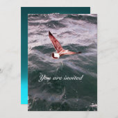 波の上を飛ぶアヒル ウェーブビーチウェディング 招待状 (正面/裏面)