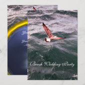 波の上を飛ぶアヒル ウェーブビーチウェディング 招待状 (正面/裏面)