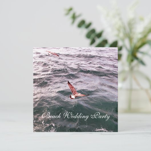 波の上を飛ぶアヒル ウェーブビーチウェディング 案内状 (スタンド正面)