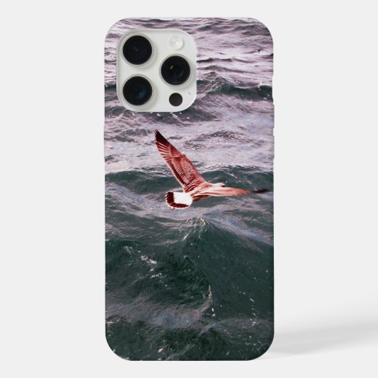 波の上を飛ぶカモメ iPhoneケース (裏面)