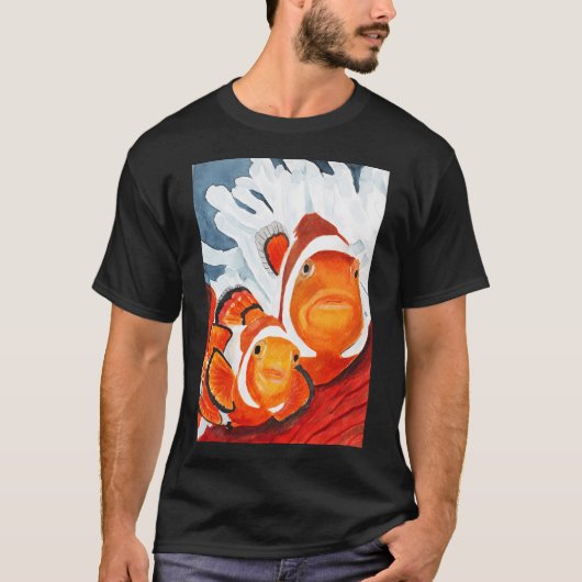 波の下の世界 - クマノミとイソギンチャク Tシャツ (正面)
