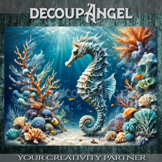 波の下の船馬の宝 – デコパージュ –  薄葉紙