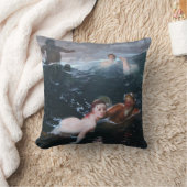 波の中で泳ぐギリシャのニンフとサティール クッション (ブランケット)