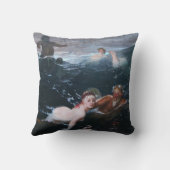 波の中で泳ぐギリシャのニンフとサティール クッション (裏面)