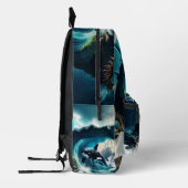 波の中で泳ぐスチームパンクのオルカ。 プリントバックパック (左)