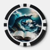 波の中で泳ぐスチームパンクのオルカ。 ポーカーチップ (正面)