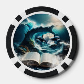 波の中で泳ぐスチームパンクのオルカ。 ポーカーチップ (裏面)