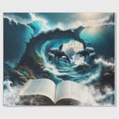 波の中で泳ぐスチームパンクのオルカ。 ラッピングペーパー (フラット)