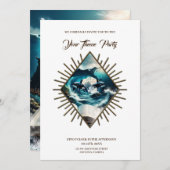 波の中で泳ぐスチームパンクのオルカ。 招待状 (正面/裏面)