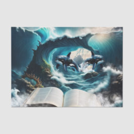 波の中で泳ぐスチームパンクのオルカ 薄葉紙