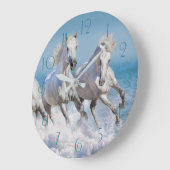 波の中のア走ンダルの白馬 ラージ壁時計 (傾斜)