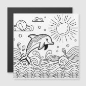 波の中のイルカ | キッズカラーリングページ (正面/裏面)