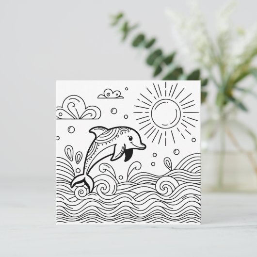 波の中のイルカ | 子供のぬりえページ (スタンド正面)