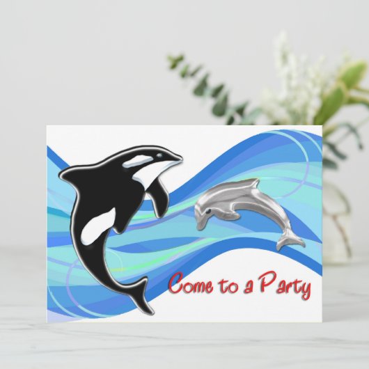 波の中のオルカとイルカ 招待状 (スタンド正面)