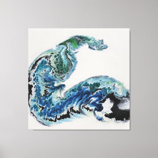 「波の中のドラゴン - 抽象的な海洋エネルギーのカンヴァス」 キャンバスプリント (正面)
