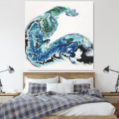 「波の中のドラゴン - 抽象的な海洋エネルギーのカンヴァス」 キャンバスプリント (インサイチュ (寝室))