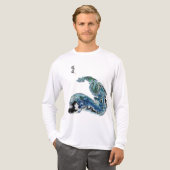 波の中のドラゴン - 抽象的な海洋エネルギーのTシャツ トライブレンドTシャツ (正面全体)